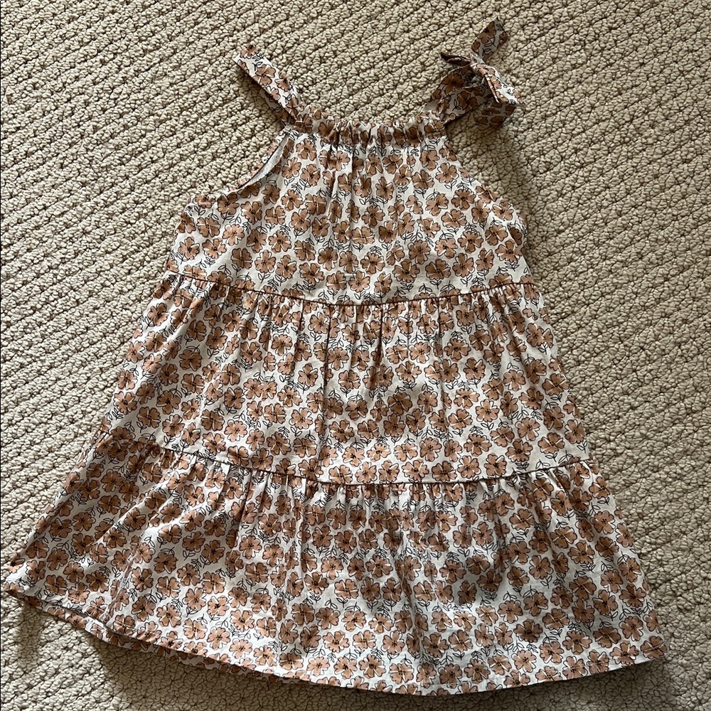 Zara Floral Print Dress in Cream and Brown